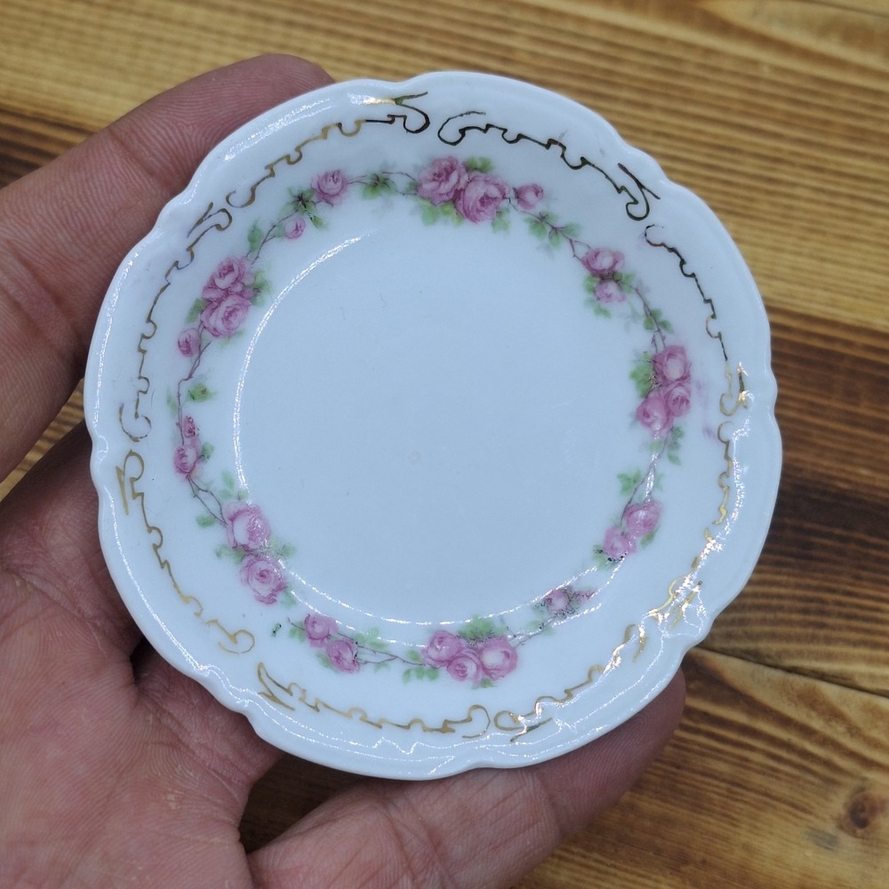 Bavaria Rose Garland Butter Pat Butterpat w Gold 3"